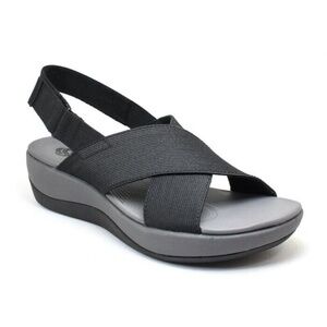 Clarks Cloudsteppers Black Arla Kaydin Sandals Size 6 Wide - BRAND NEW